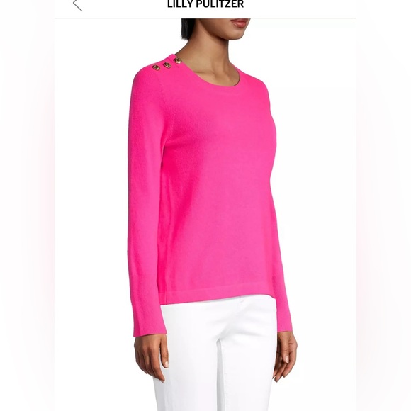 Lilly Pulitzer Brinkley Cashmere Sweater Pink Palms - Picture 2 of 7